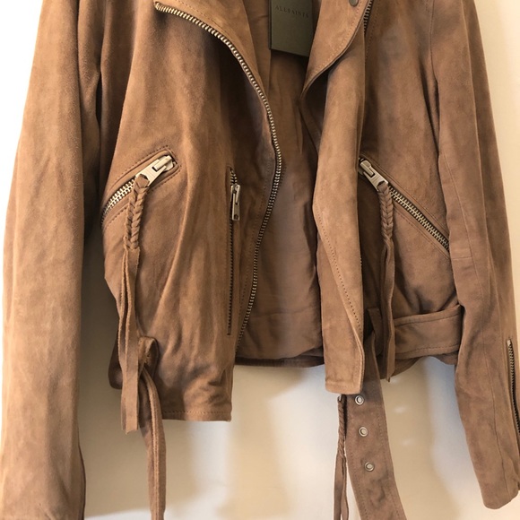 All Saints Plait Balfern Suede Biker Jacket - Picture 8 of 8